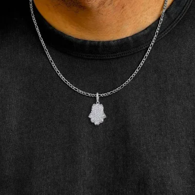 Luxury Moissanite Two-Tone Hamsa Hand Pendant 925 Sterling Silver for Fashion Jewelry