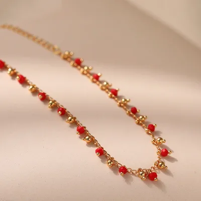 New Design Sophisticated Women's Ankle Bracelet Flattering Red Crystal Multicolor Niche Ethnic-Style Geometric Holiday Arrival
