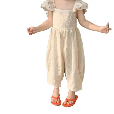 Factory Summer Girls Bodysuit Sleeveless Square Neck Embroidery Baby Bodysuit