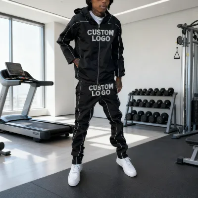Gothic Print Hoodie Set Men Streetwear All Over Pattern Hooded Sweatshirt and Pants
