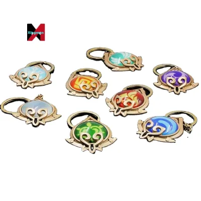 Cosplay Accessories Props Double Sided Seven Element Sumeru Vision Luminous Genshined Impact Anime Keychain Tag Wholesale