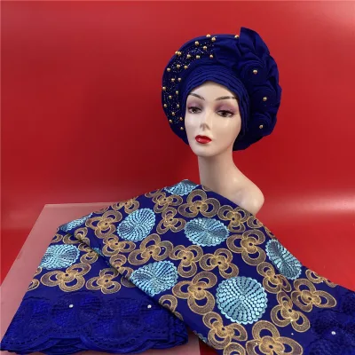 DELACE Cheap Price Nigerian Cotton Lace Fabric High Quality Multi-Color Swiss Voile Lace with Scarf