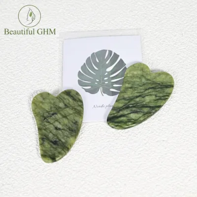Personalized Logo 100% Natural Jade Facial Massage Tool for Face Lifting, Depuffing & Skin Rejuvenation Gua Sha