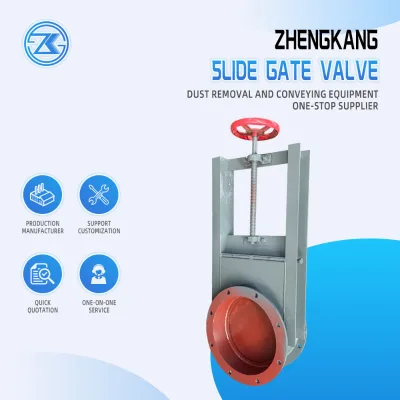 ZK Zhengkang Pneumatic Electric Manual Slide Gate Valve Carbon Steel Stainless Steel Dust Removal Conveying Silo Discharging