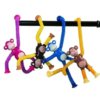 Children's Educational Stress Relief Toy Cartoon Monkey Shaped Telescopic Tube Suction Cup Creative Kindergarten Gift Toys