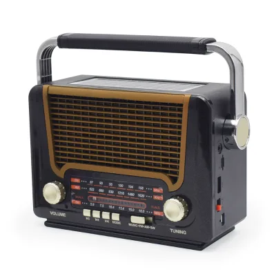 M-527BT-S Classic Vintage Retro 3-Band FM/AM/SW Portable Radio Built-In Speaker Solar Light Lithium Rechargeable Battery