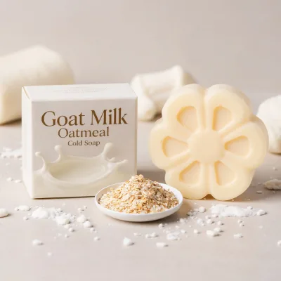 Wholesale Handmade Vegan Goat Milk Oatmeal Soap Bar for Moisturizing and Exfoliating  Whitening