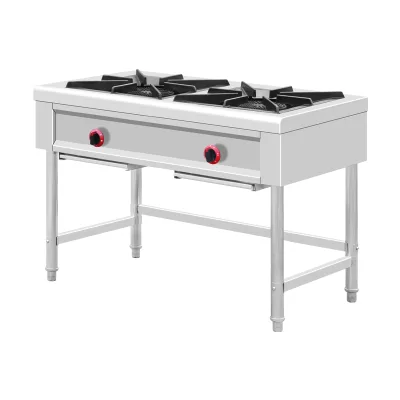Commercial 2 Burner Gas Cooking Range Freestanding Stainless Steel Multi Pot Gas Stove