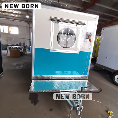 Concession Trailer Food Kiosk Food Stands Foldable Food Cart on Wheels Food Trailer Retail Food Trailer