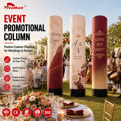 FEAMONT Airtight Inflatable Signage Column with Custom Colors and logo Printing for Anniversary Party Celebration Decor