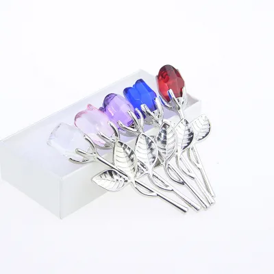 Mother's/Valentines Day Gift Crystal Glass Rose Artificial Rose Flower for Wedding Gift Crystal Crafts Rose Flower