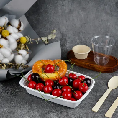 Disposable PP Plastic Takeaway Packaging Food Containers Rectangular Bento Tableware Lunch Box With Lid