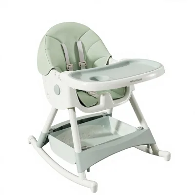 HOWAWA H8848-2 Rocking Horse Baby High Chair 5-Point Seat Belt Plastic Modern Dining Kitchen Living Room Use