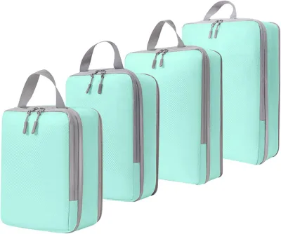 Customized Foldable Durable Fashion White Black Packing Cubes with Zipper for Travel Storage Compression Luggage Set