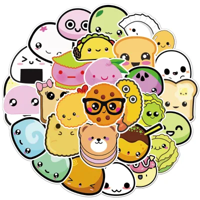 50 Pieces/bag Removable Waterproof Japanese Food Sushi Ball Tempura PVC Vinyl Stickers for Luggage Decoration