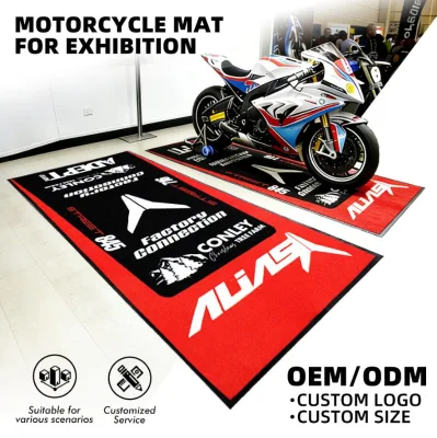 Custom Logo Printed Motorcycle Mat, Bulk Wholesale Non Slip Racing Floor Mat for Motorcycle Dealership