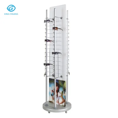 High End Storefront Display Aluminum Eyeglasses Floor Display Rack Removable Metal Multi-slot Sunglasses Holder Stand