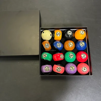 Great Quality Customized 16-Ball Tournament Set 2-1/4\" American Style Resin Snooker Pool Balls in Box