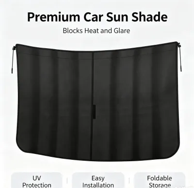 OEM Foldable Car Sunshade Curtain Rear Seat Privacy Screen Heat Insulation Window Cover with Adjustable Rope and Velcro Fixing