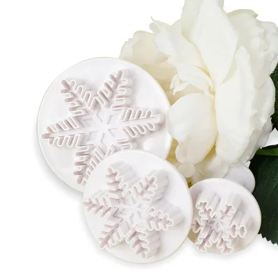 Festive Snowflake Cookies Spring Mold Cutter for Christmas Baking Set of 3
