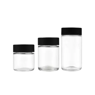 Factory Direct Sales 80ml 90ml 145ml Glass Jars with Child-Resistant Lids and Black Caps (Screen Printed Box Customizable)