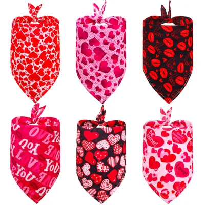 Valentine's Day Sweet Style Triangular Polyester Scarf Winter Summer Spring Pet Apparel Accessory with Saliva Towel for Dogs