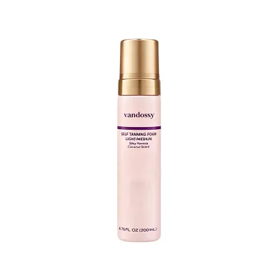 VANDOSSY Self Tanning Foam Light Medium Natural Glow No Orange Tint Fast Drying Non Sticky Coconut Scent 200ml