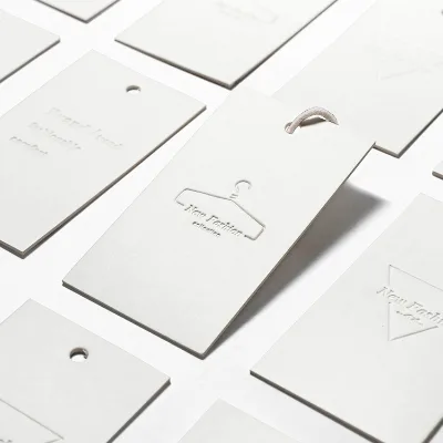 Top Grade Simple Colorless Gravure logo Private Label Clothing Product Paper Garment Tags