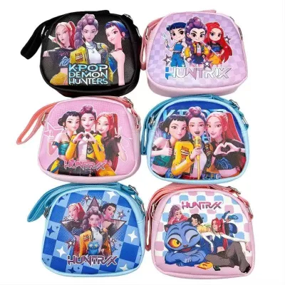 HY7 Kids Bag Cartoon Kpops Hunters Zoey Mira Kids Small Crossbody Bags Outdoor Zipper Pu Leather Waterproof Sling Bag