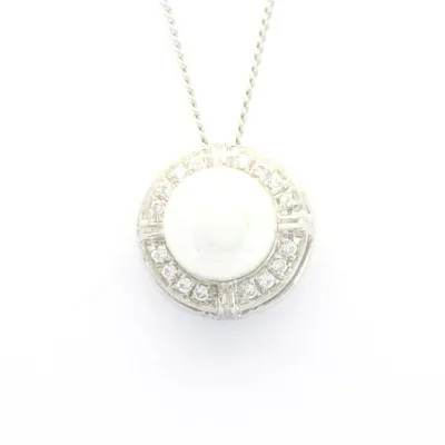 Premium Quality Luxury 18K Real Gold Diamond Freshwater Pearl 0.064ct White Classic Style Charm Pendant Necklace Custom High-end
