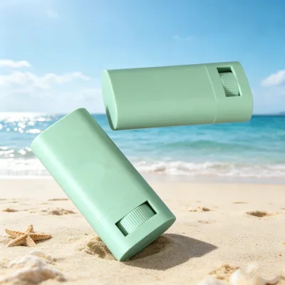 6g Portable Green Twist up Blush Stick Tube With Inner Lid Empty Sunscreen Stick Tube for Private Label Foundation Stick Tube