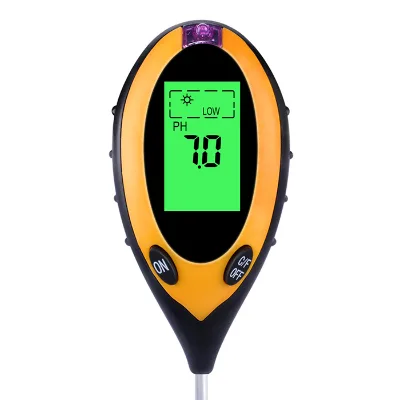 4 in 1 Digital PH Meter Soil Moisture Monitor Temperature Sunlight Tester for Gardening Plants Farming With Blacklight