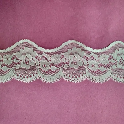 Hot Sale Scallopped Elastic Cord Lace Trim Narrow Small Lace Design