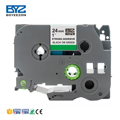 Compatible TZe-S751 Thermal Transfer Ribbon Black on Green 24mm Strong Adhesive Tze-S751 Tape for Ribbon Printer