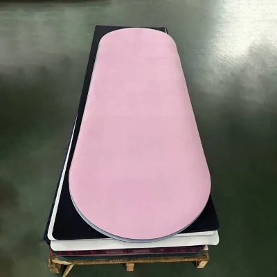 Pill Shaped Arch Arched Custom Curve Alignment Oval 5-6mm Thick Eco-friendly Suede TPE Full Color Printed Yoga Mat Gray Logo
