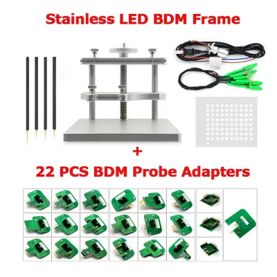 Latest ECU Programmer KESS LED BDM Frame Aluminium Stainless Steel 22pcs BDM Adapters Chip Tuning Tool 4PCS Probe Pens Hold