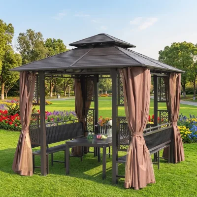 Modern Outdoor Metal Courtyard Electric Pavilion Intelligent Sunroom Rainproof Flip Shutter Leisure Villas Outdoor Furniture