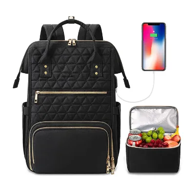 Wholesale Insulated Lunch Cooler Backpack With Lunch Box for Women Men Black Nylon Laptop Backpacks Custom logo