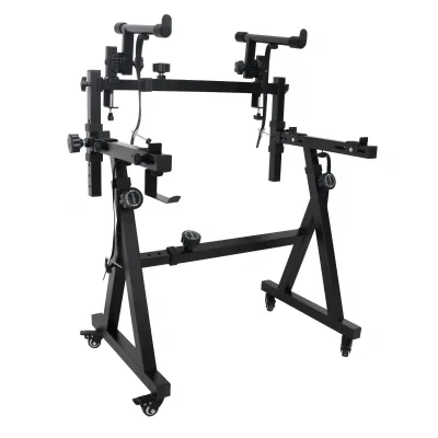 Double Layer Z Shape Keyboard Stand With Wheel Brake Caster Heavy Duty Adjustable Digital Piano Stand For 61 88 Keys Synthesizer