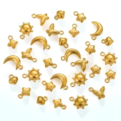 Stainless Steel Cute Mini Pendant Moon Sun Butterfly Heart Pendant Charm for Necklace Earring Making Jewelry Accessories