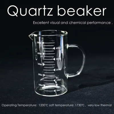 Jinfang Thermal Shock Resistant Flat Bottom Fused Silica Quartz Beaker With Spout Heavy Wall Cylinder Precise Chemistry
