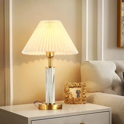 Postmodern Light Luxury Fabric Crystal Table Lamp For Bedroom Bedside Living Room Study Hotel