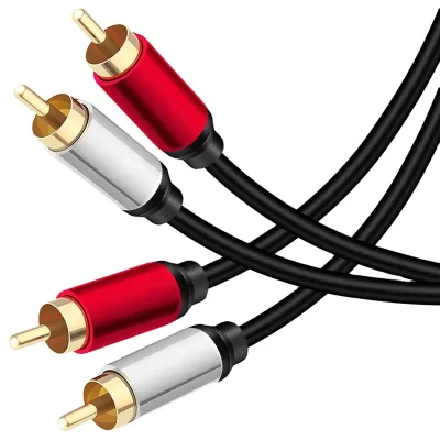 Wholesale RSPOF Brand CE.ROHS Certified Gold Plated 2 RCA Male to 2 RCA Male Stereo Audio Cable Customizable Lengths (1M-20M)