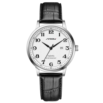 Black Leather High Quality Unique Men's Watch with Calendar Quartz Watch Men's Watch