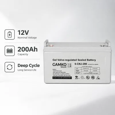 12V 200Ah Deep Cycle Gel Colloid Lead-acid Battery Maintenance-free for Solar Off-grid System Wind Power UPS Backup