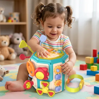 Electric Sound and Light 11 Sided Multifunctional Hand Drum Toy Early Education Polyhedron Toys for Kids