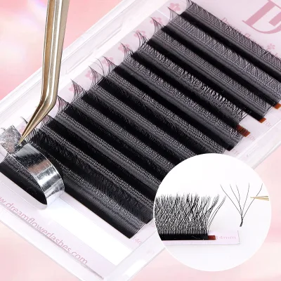 Factory Price Korean PBT Fiber Crisscross Yy Grafting Natural Long Russian Volume 3D 4D 5D Clover Lashes Trays Y-Shape Lashes W