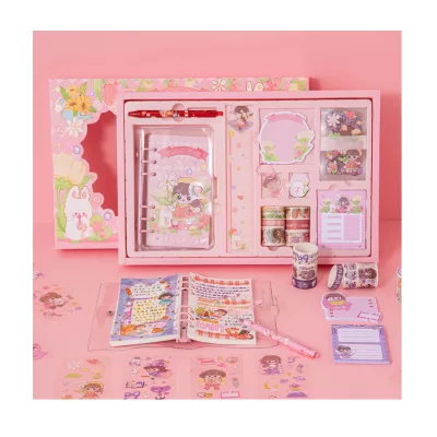 Boce Cute Kawaii Girls Memo Pad Sticker Notebook Scrapbook Kit Cartoon Journal Gift Set
