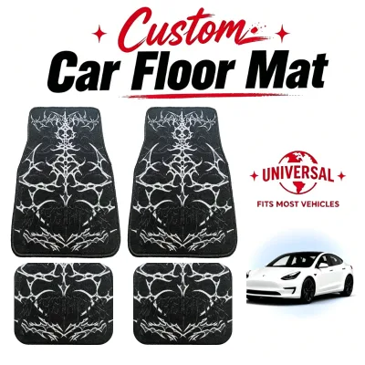 Custom Universal Checkered Design Rubber Nylon Printed Car Floor Mats Personalized Customizable for All Cars Car Mat