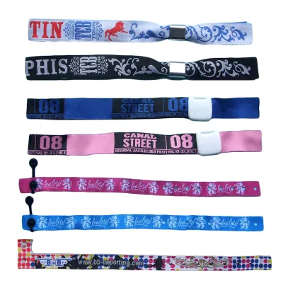 OEM Party Event-Ribbon-Wristband Wrist Band Cloth Cotton Custom Fabric Wristbands Ribbon Woven Polyester Wristbands for Events
